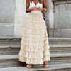 New French Long Skirt Women's Autumn Solid Color High Waist Mesh Cake Skirt Casual Half Skirt