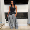 Fashion Casual Patchwork Denim Sports Straight Jogger Jogging Cargo Women Pants & Trousers