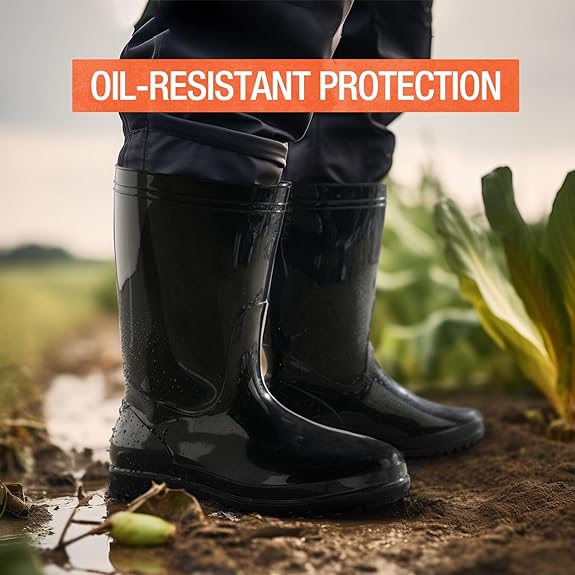 Men's Rain Boots Waterproof, Garden Fishing Outdoor Work PVC Boots
