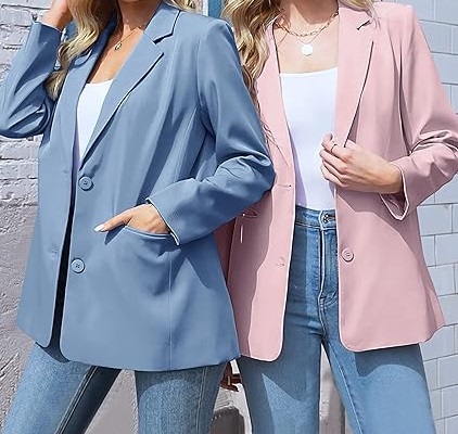 Fall Casual Blazers Long Sleeve Lapel Open Front Button Work Blazer Jackets with Pockets