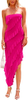 Womens Strapless Tube Asymmetrical Ruffle Maxi Bodycon Dress