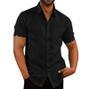Mens Linen Blouse Short Sleeve Summer Solid Comfortable Pure Cotton And Linen Casual Loose Holiday Shirts