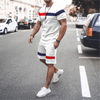 Fashion Solid Color 3D Print Summer Men Tracksuit Cotton Material 2pcs Short Sleeve Men T Shirt And Shorts For Running