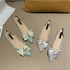 Elegant Flat Shoes Bow Point Toe Shoes Summer Rhinestones Women Fashion Shoes