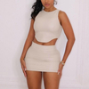 Pu Leather Women's Set Elegant Ladies 2 Piece Skirt Set