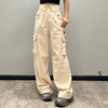 Manufacturer Oem Custom Fashion Women's Button-breasted Flap Waist Patch Pocket Cargo Pants