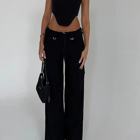 Women Fashion Solid Color Workwear Pants Women Green Cargo Pants with Multi Pockets