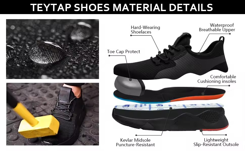 Puncture Proof Indestructible Construction Safety Toe Tennis Sneakers Lightweight Work Shoes Waterproof Steel Toe Safety Shoes