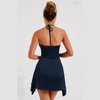 Sexy Suspenders Chest Slimming Elegant Lace Up Solid Color Short Dress for Women