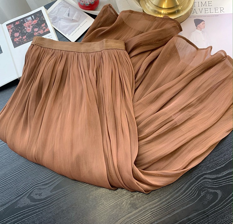 Women Summer A-Line Pink Skirt Femme Stretch High Waist Women Boho Summer Long Solid Skirt