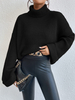 Turtleneck Drop Shoulder Waffle Knit Sweater