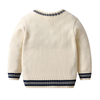 Customized High Quality Cotton Baby Girl Retro V Neck Cardigan Cute Knitted Sweater