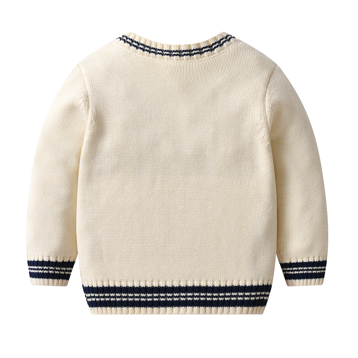Customized High Quality Cotton Baby Girl Retro V Neck Cardigan Cute Knitted Sweater