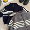Winter Coat Kids Long Sleeve Zip Full Placket Cotton Knitted Children Sweater