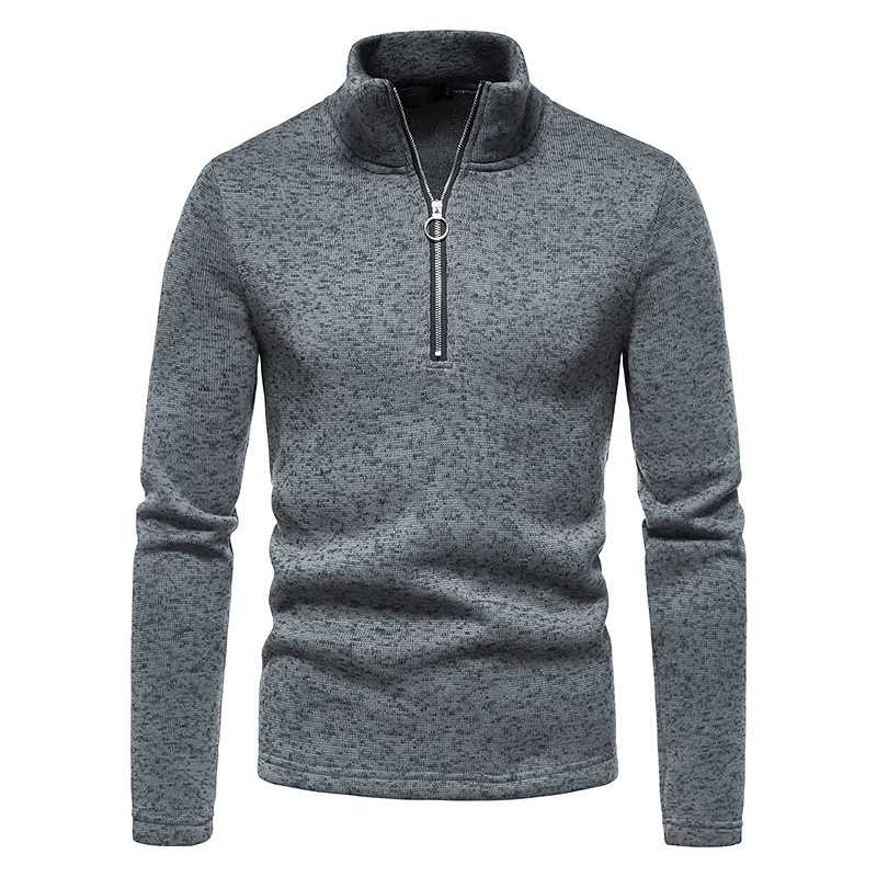Men's Stand Collar Sweater Half Zipper Solid Color Turtleneck Shirt Sports Jacket Hoodies