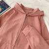 Embroidered Pattern Hooded Girls Cardigan Jacket Loose Casual Long-sleeved Sweatshirts