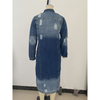 Retro Loose Long Coat Dark Washed Denim Jacket Woman