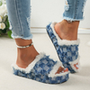 Customized Winter Plush Indoor Home Bedroom Flat Slippers Shoes Designer Slippers For Women