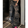 Multi Pockets Women Wide Leg Jeans Denim Pants Side Pocket Cargo Pant Baggy Jeans