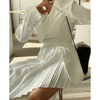 Long Sleeve Blazer Pocket Pleated Ladies 2 Piece Skirt Set Plus Size
