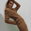 Sweater Pant Trendy Stylish Solid Color Women Suit Two-piece Trouser Suit