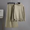  Sweater Wide Leg Pants Turtleneck Heavy Sweater Two Piece Set Women Clothing