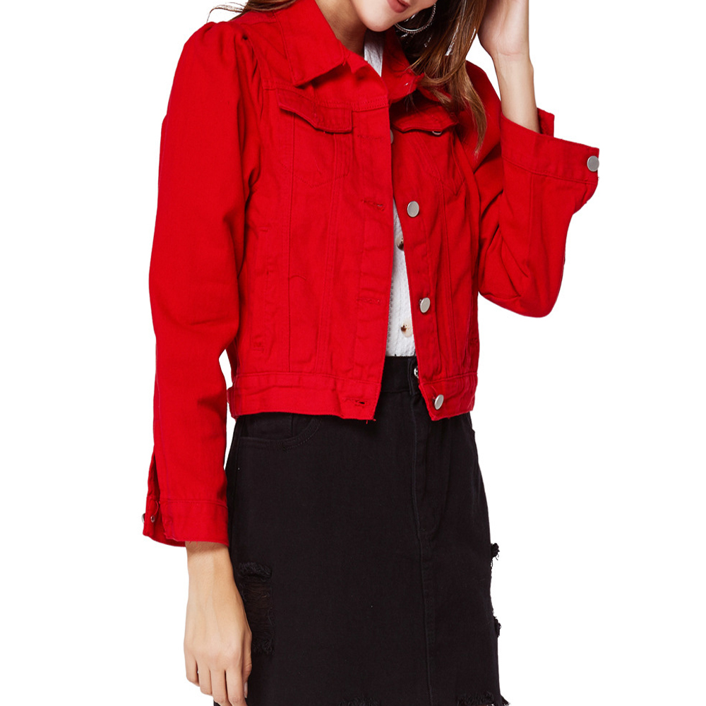 Red Jacket Denim Jackets for Ladies with Custom Logo