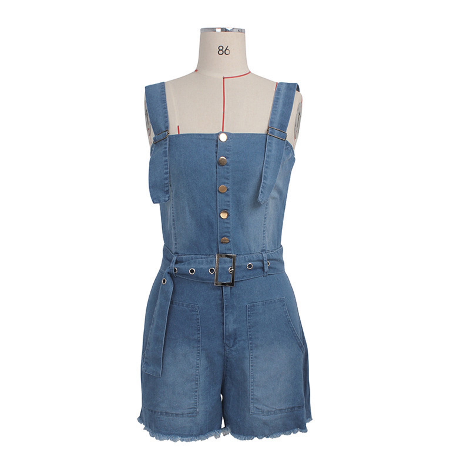 High Quality Ripped Denim Short Romper Women Jumpsuit