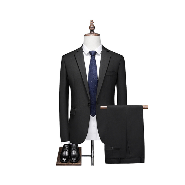Wholesale Top High Quality Men's Slim Fit Leisure Professional Office 2-piece Set Suit