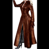  Women's Long Leather Jackets Slim Fit Motorcycle Jacket Faux Leather Trench Coat Full Zipper Jackets Trendy Outerwear