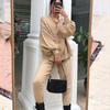 Women Clothing Fashion V Neck Solid Color Button Thickened Suit Sweater for Women