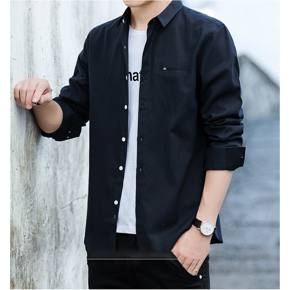 Men's Slim Fit Long-Sleeved Casual Shirt High Stretch Comfortable Button Men Shirts