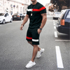 Fashion Solid Color 3D Print Summer Men Tracksuit Cotton Material 2pcs Short Sleeve Men T Shirt And Shorts For Running