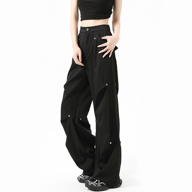 Hip Hop Ruched Wide Leg Pants Plus Size Pants Women's Pants & Trousers