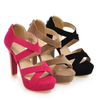 Fashionable in Stock Non-slip Roman Style Suede Cross Bandage Women High Heel Shoes