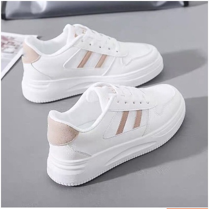 Round Toe Side On Tennis Gym Jogging Sports Casual Shoes Solid Color Lace Up Custom Athletic Walking Platform Sneaker Women