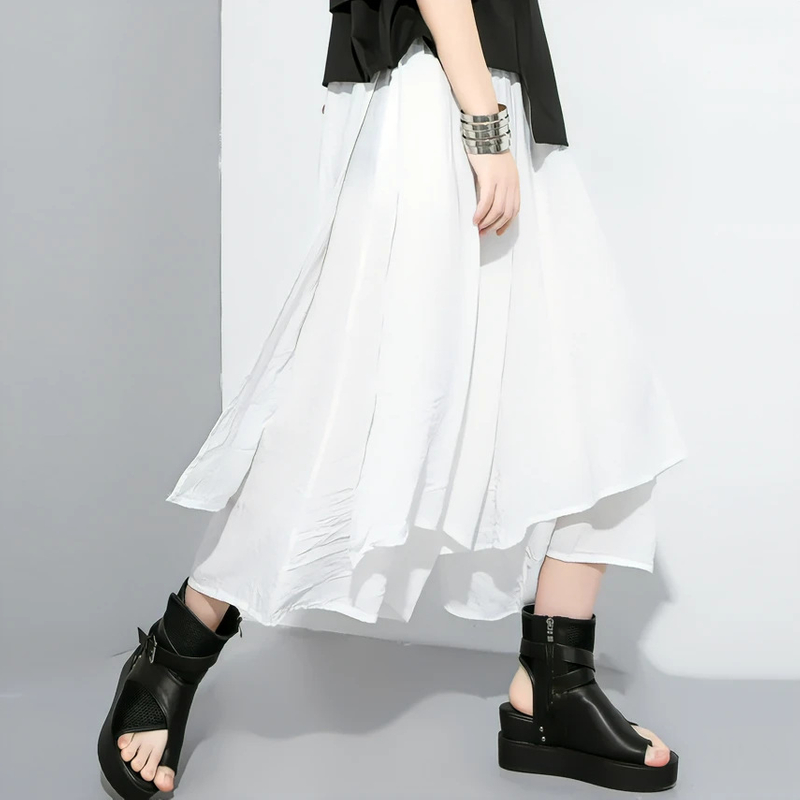 Women's Puffy Skirts with Flower Pleats Minimalist Design Comfortable And Natural Waistline Plain Dyed