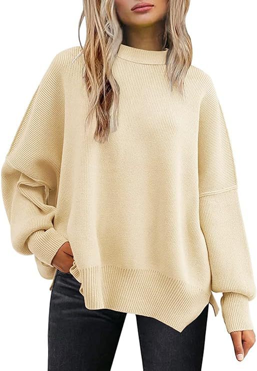 Women S Round Neck Bat Sleeve Sweater
