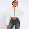 French Terry Full Zip Up Open Drop Shoulder Hooded Autumn Over Size Hoodies for Women