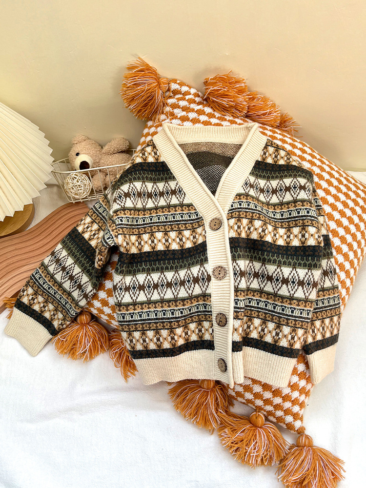 Ribbed Party Dress Casual Girls Baby Sweaters Cardigan Sweater