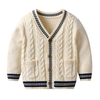 Customized High Quality Cotton Baby Girl Retro V Neck Cardigan Cute Knitted Sweater