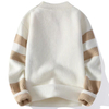 Men's Round Neck Jumper Winter Warm Wool Knitwear with Pattern Decoration Thickened Loose Pullover