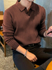 Men's Knitted Sweaters Cotton Knitted Sweaters Men's Knitted Polo Shirts V-neck Pullover Sweaters