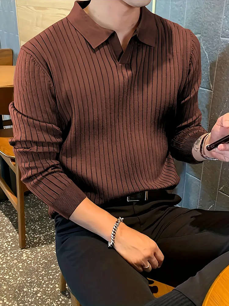 Men's Knitted Sweaters Cotton Knitted Sweaters Men's Knitted Polo Shirts V-neck Pullover Sweaters