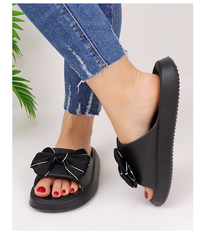 Custom Logo Bow Slippers Casual Non-slip Lightweight Soft-soled Slippers for Girls Summer Slippers