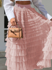 New French Long Skirt Women's Autumn Solid Color High Waist Mesh Cake Skirt Casual Half Skirt