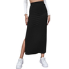 Women Pleated Solid Color High Waist Bodycon Skirts Casual Long Maxi A Line Pencil Skirts