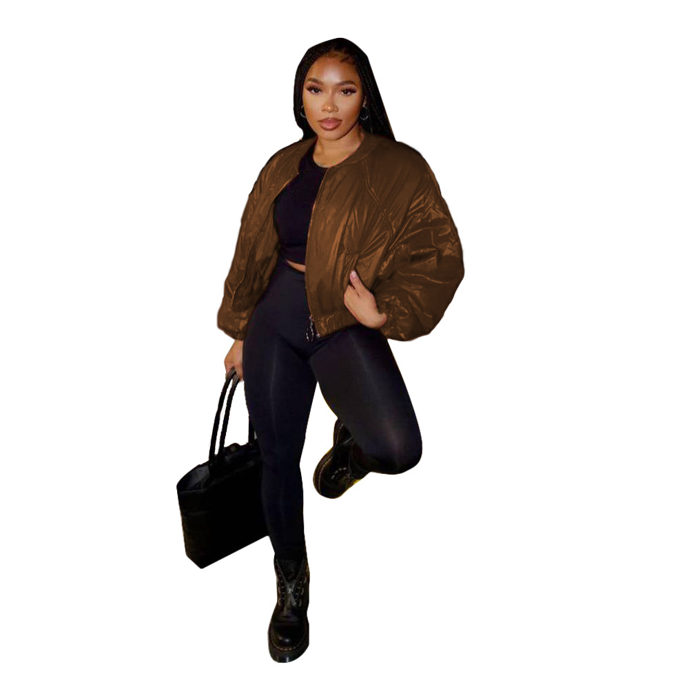 Winter Women's Warm Puffer Jacket Casual Zipper Ladies Down Crop Coats Fashion Girls Bubble Crop Coat Winter Puff Jacket