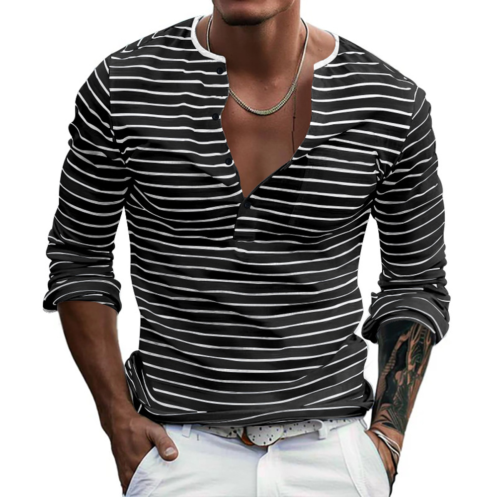 Men's Long Sleeve Striped Shirt Business Casual Shirts Cotton Fabric Formal Office Shirts For Men