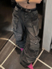 Multi Pockets Women Wide Leg Jeans Denim Pants Side Pocket Cargo Pant Baggy Jeans